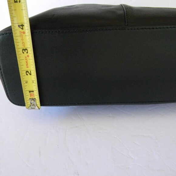 RADLEY LONDON BLACK LEATHER TOTE HANDBAG W/BLUE SCOTTY DOG DETAIL - Picture 6 of 10